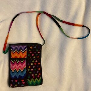 Colourful handmade cross body purse